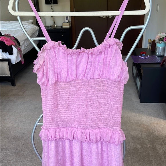 Pink Ruffled Maxi Dress - Picture 3 of 9